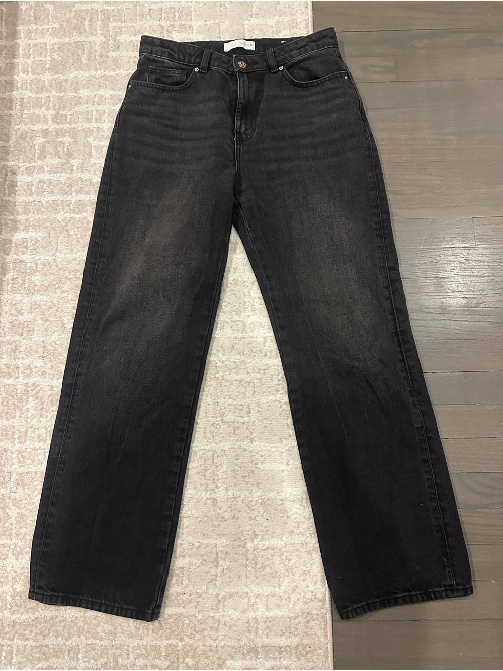 Women Zara Black Straight-Leg Jeans